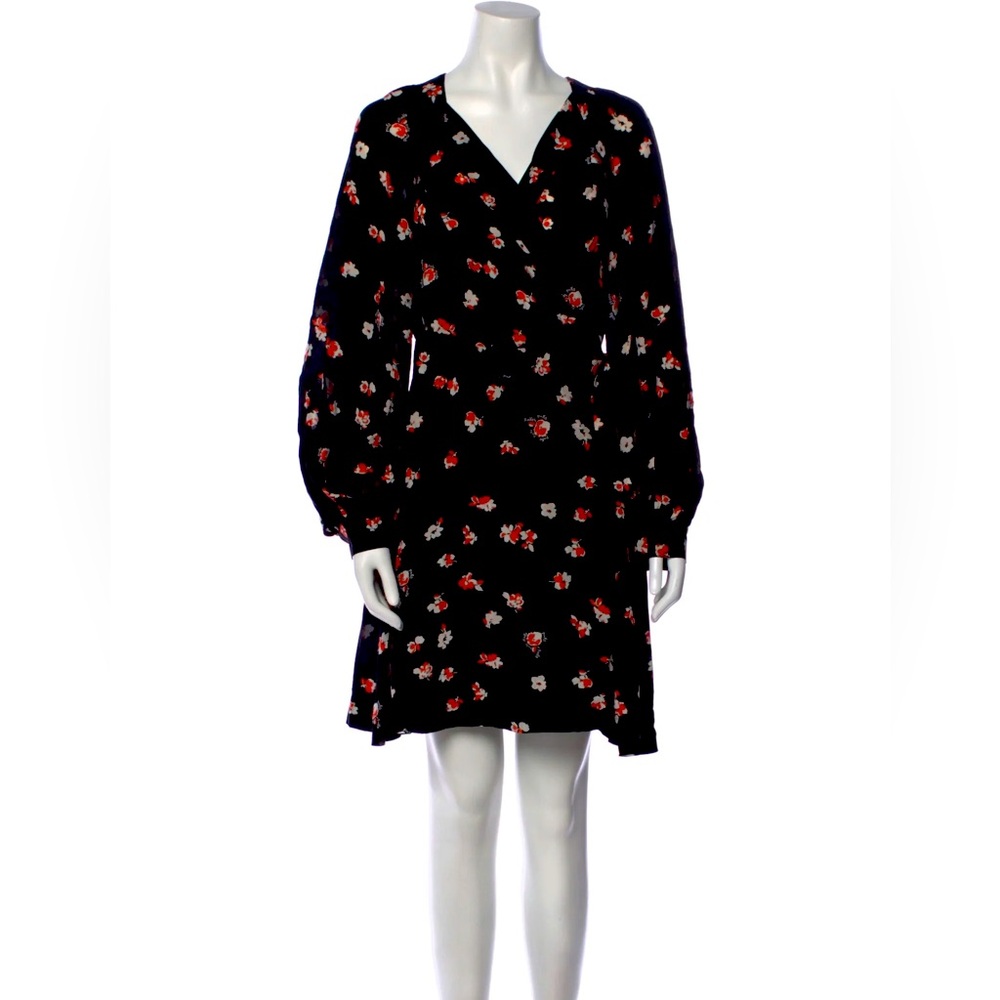 Pinko Silk Floral Long-Sleeve Dress - Size US 8